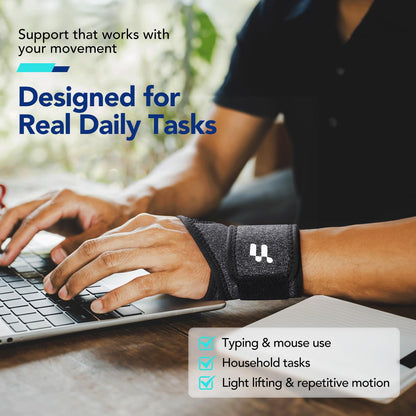Wrist Brace with Soft Thumb Opening for Mild Carpal Tunnel Relief Tendonitis Arthritis Sprains (Not for Thumb), Compression Wrist Brace for Left Hand, Adjustable Wrist Support Wrap, 1 Unit