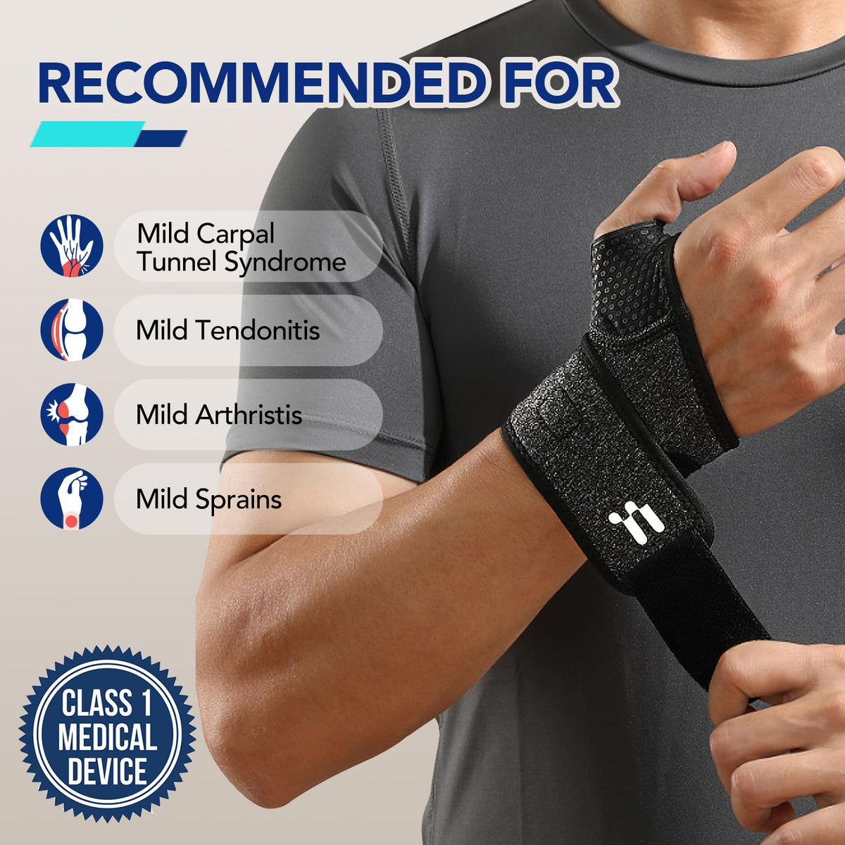 Wrist Brace with Soft Thumb Opening for Mild Carpal Tunnel Relief Tendonitis Arthritis Sprains (Not for Thumb), Compression Wrist Brace for Left Hand, Adjustable Wrist Support Wrap, 1 Unit