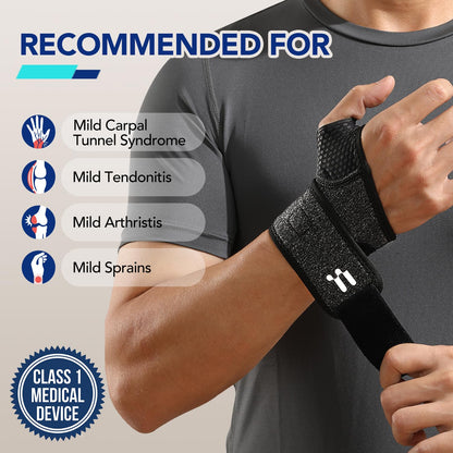 Wrist Brace with Soft Thumb Opening for Mild Carpal Tunnel Relief Tendonitis Arthritis Sprains (Not for Thumb), Compression Wrist Brace for Left Hand, Adjustable Wrist Support Wrap, 1 Unit