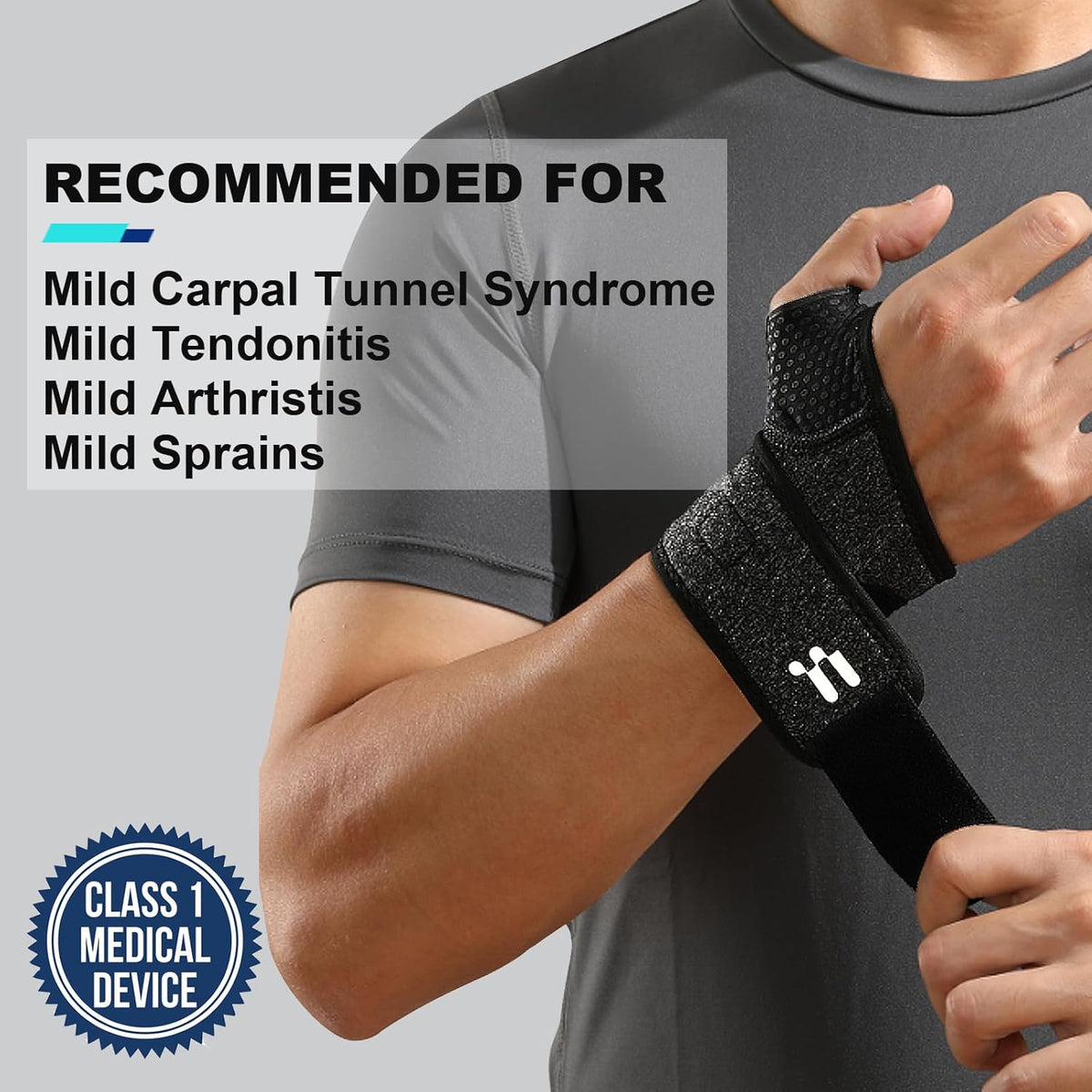Wrist Brace with Soft Thumb Opening for Mild Carpal Tunnel Relief Tendonitis Arthritis Sprains (Not for Thumb), Compression Wrist Brace for Left Hand, Adjustable Wrist Support Wrap, 1 Unit