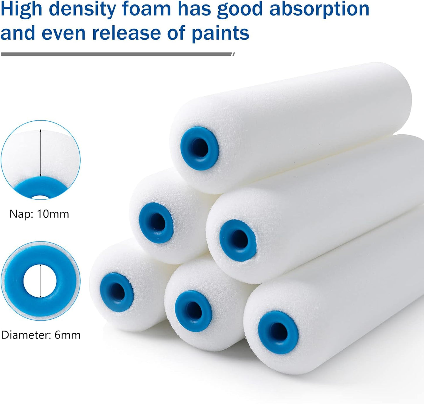 Paint Roller Kit, 9 Pack 6 Inch High Density Foam Paint Roller, Paint Tray with Liner, Mini Paint Rollers for Painting Walls, Small Paint Roller Tray Set