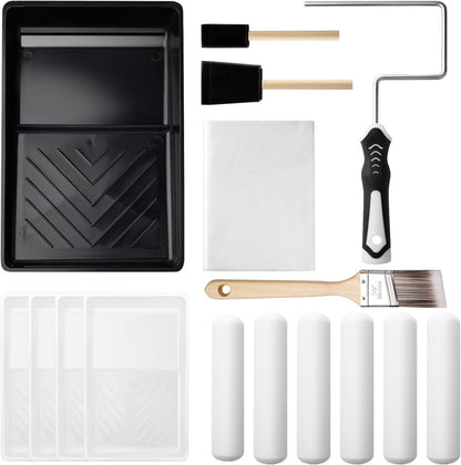 Paint Roller Kit, 9 Pack 6 Inch High Density Foam Paint Roller, Paint Tray with Liner, Mini Paint Rollers for Painting Walls, Small Paint Roller Tray Set
