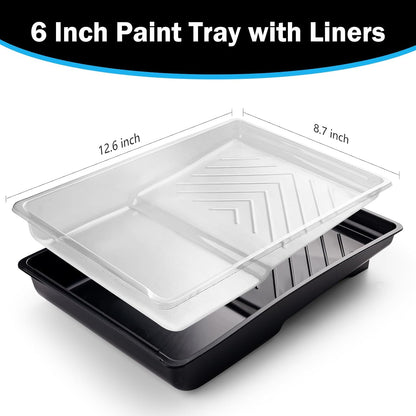 Paint Roller Kit, 9 Pack 6 Inch High Density Foam Paint Roller, Paint Tray with Liner, Mini Paint Rollers for Painting Walls, Small Paint Roller Tray Set
