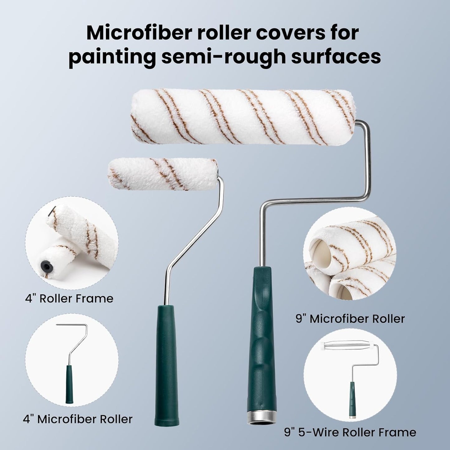 Paint Roller Kit, 9 Pack 6 Inch High Density Foam Paint Roller, Paint Tray with Liner, Mini Paint Rollers for Painting Walls, Small Paint Roller Tray Set