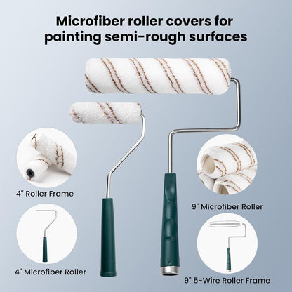 Paint Roller Kit, 9 Pack 6 Inch High Density Foam Paint Roller, Paint Tray with Liner, Mini Paint Rollers for Painting Walls, Small Paint Roller Tray Set