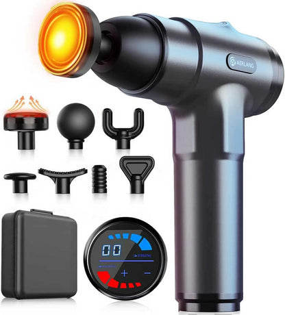 Massage Gun with Heat Deep Tissue Back Massager Neck Massager for Pain Relief,Muscle Percussion Massage Gun, Birthday Gifts for Men Women Dad him Handheld Message Gun with 7Heads&Silent