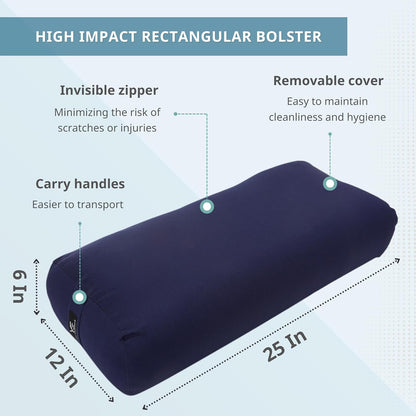 Premium Bolster, Soft & Supportive Meditation Pillow with Carry Handle, Lightweight Cushion for Restorative Yoga & Relaxation (Multi-Color)