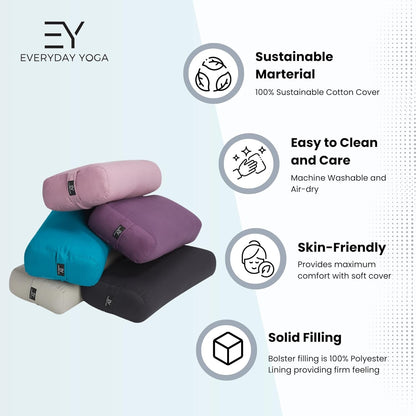 Premium Bolster, Soft & Supportive Meditation Pillow with Carry Handle, Lightweight Cushion for Restorative Yoga & Relaxation (Multi-Color)