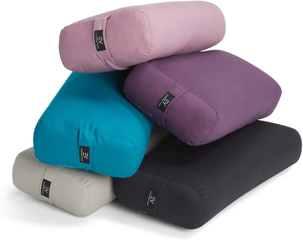 Premium Bolster, Soft & Supportive Meditation Pillow with Carry Handle, Lightweight Cushion for Restorative Yoga & Relaxation (Multi-Color)