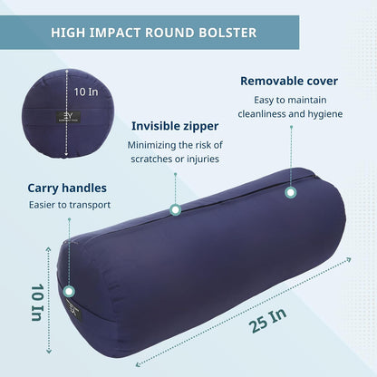Premium Bolster, Soft & Supportive Meditation Pillow with Carry Handle, Lightweight Cushion for Restorative Yoga & Relaxation (Multi-Color)