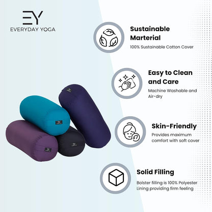 Premium Bolster, Soft & Supportive Meditation Pillow with Carry Handle, Lightweight Cushion for Restorative Yoga & Relaxation (Multi-Color)