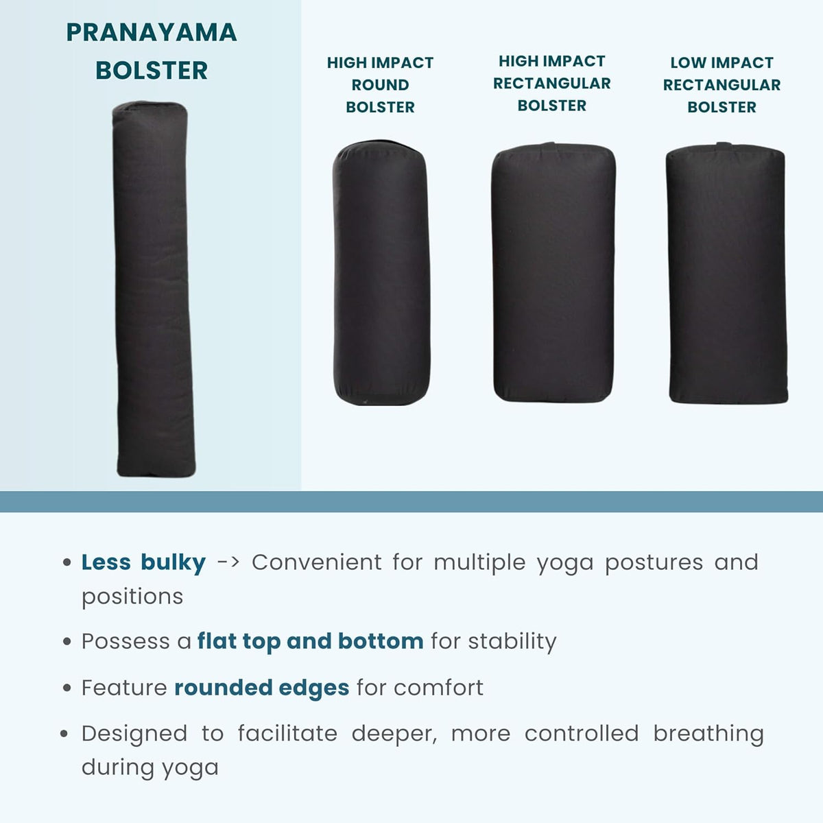 Premium Bolster, Soft & Supportive Meditation Pillow with Carry Handle, Lightweight Cushion for Restorative Yoga & Relaxation (Multi-Color)
