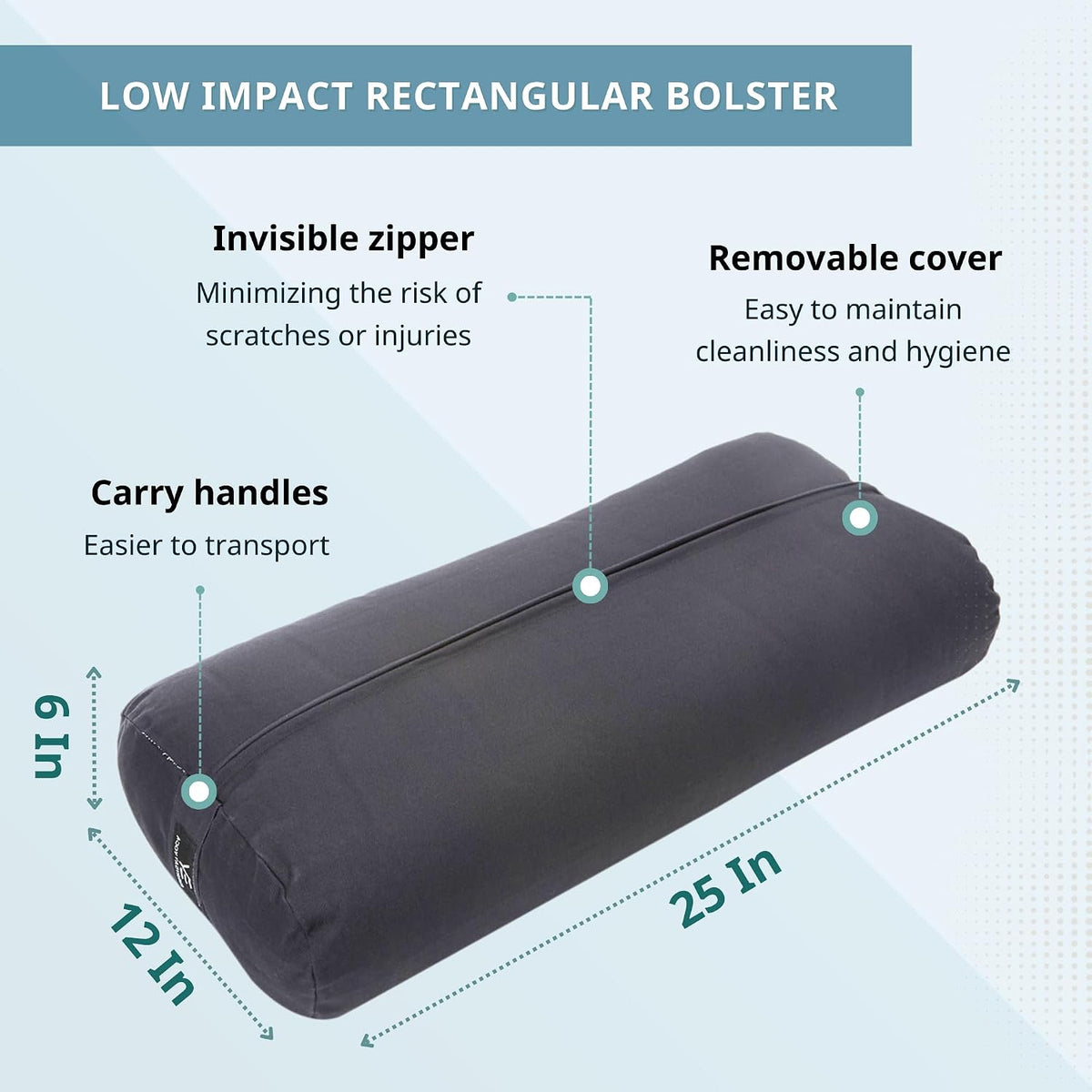 Premium Bolster, Soft & Supportive Meditation Pillow with Carry Handle, Lightweight Cushion for Restorative Yoga & Relaxation (Multi-Color)