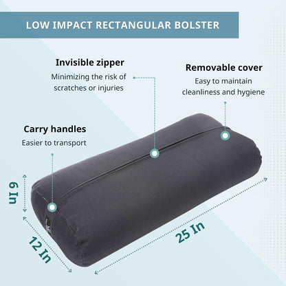 Premium Bolster, Soft & Supportive Meditation Pillow with Carry Handle, Lightweight Cushion for Restorative Yoga & Relaxation (Multi-Color)