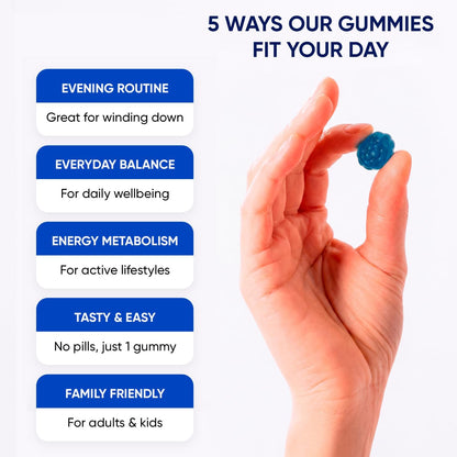 Magnesium Glycinate Gummies 400mg, High Absorption Magnesium Supplement for Women, Men and Kids, Muscle Support and Relaxation, Sugar Free, Vegan, 60 Days Supply
