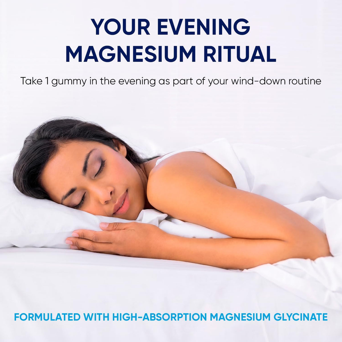 Magnesium Glycinate Gummies 400mg, High Absorption Magnesium Supplement for Women, Men and Kids, Muscle Support and Relaxation, Sugar Free, Vegan, 60 Days Supply