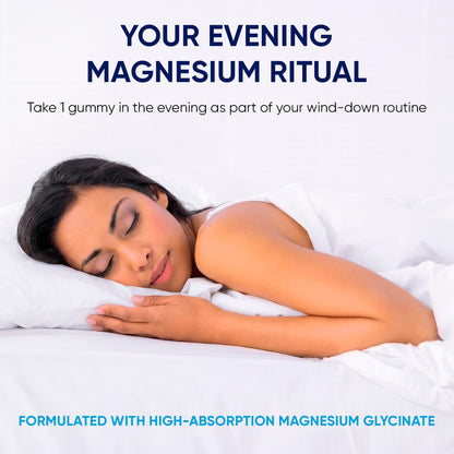 Magnesium Glycinate Gummies 400mg, High Absorption Magnesium Supplement for Women, Men and Kids, Muscle Support and Relaxation, Sugar Free, Vegan, 60 Days Supply