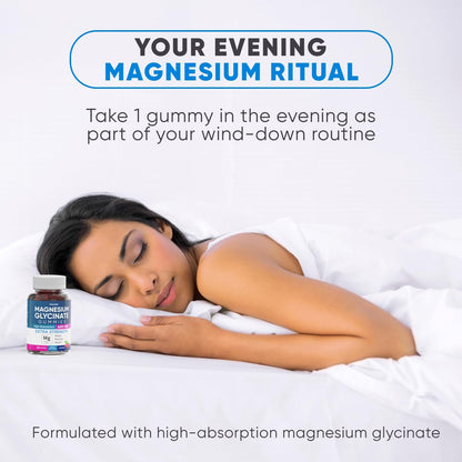 Magnesium Glycinate Gummies 400mg, High Absorption Magnesium Supplement for Women, Men and Kids, Muscle Support and Relaxation, Sugar Free, Vegan, 60 Days Supply