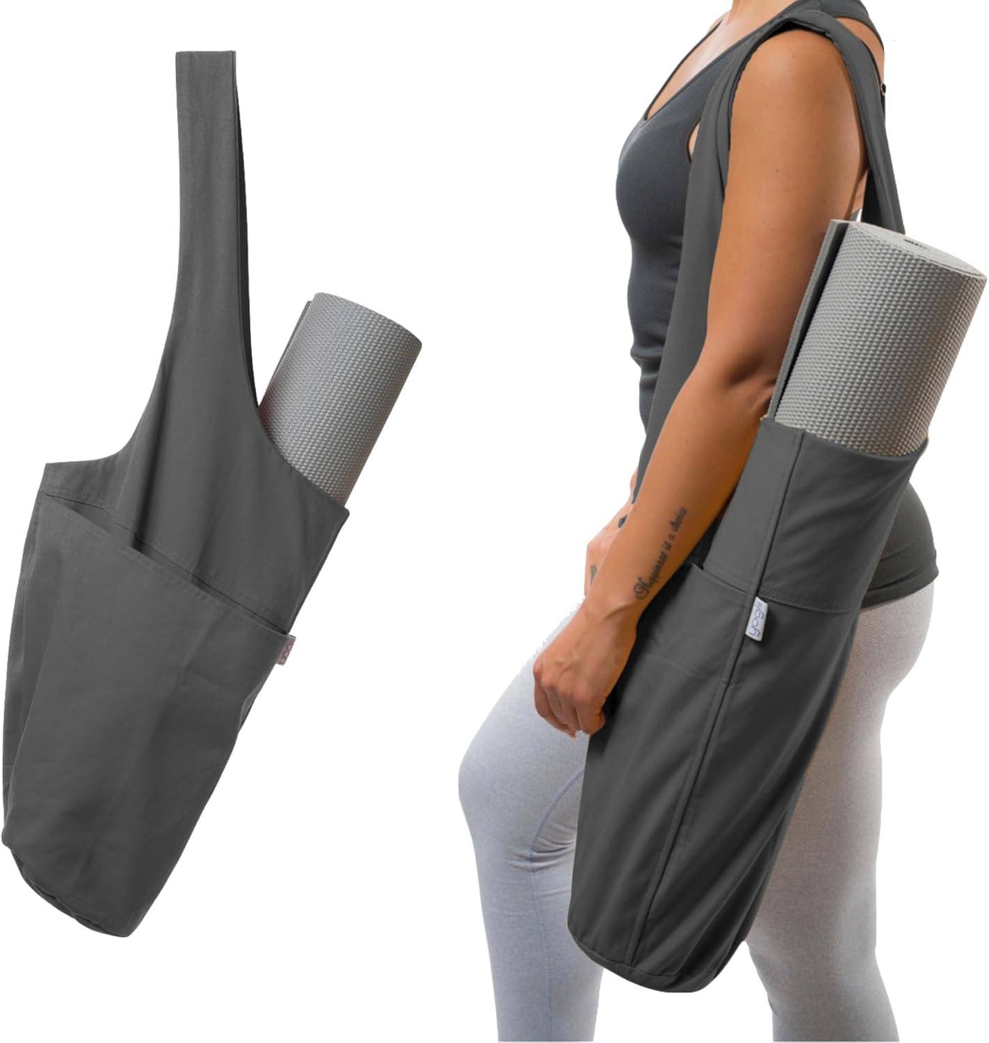 Yoga Mat Bag | The ORIGINAL YogiiiTote | Yoga Mat Carrier Tote Sling w/Large Side Pocket & Zipper Pocket | Fits Most Size Mats