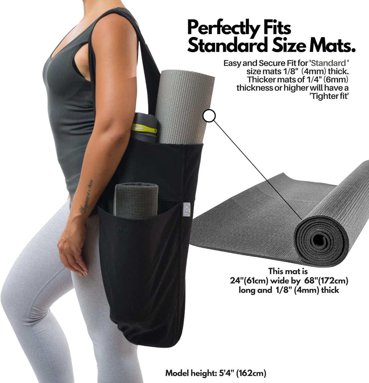 Yoga Mat Bag | The ORIGINAL YogiiiTote | Yoga Mat Carrier Tote Sling w/Large Side Pocket & Zipper Pocket | Fits Most Size Mats