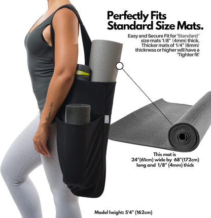 Yoga Mat Bag | The ORIGINAL YogiiiTote | Yoga Mat Carrier Tote Sling w/Large Side Pocket & Zipper Pocket | Fits Most Size Mats