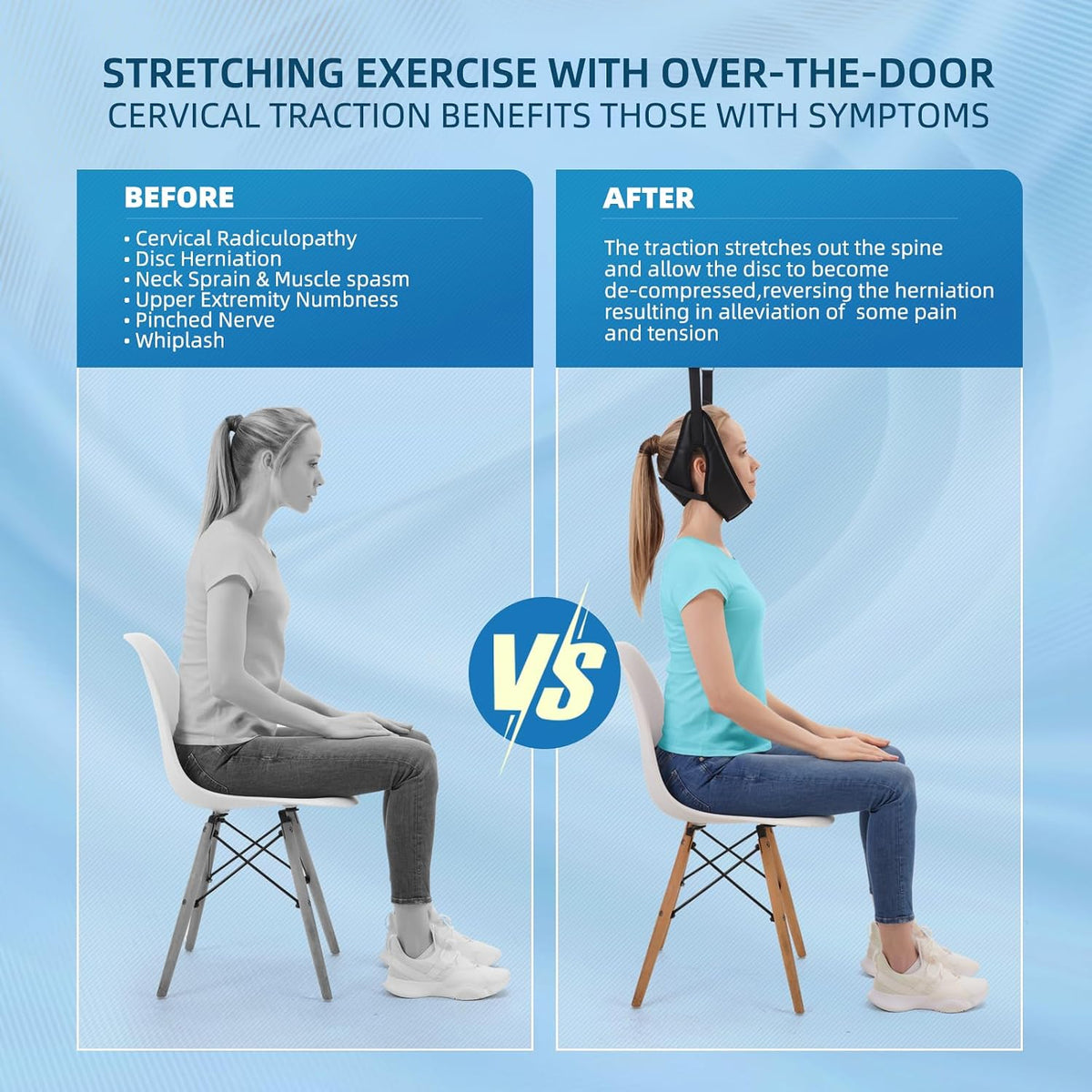 Cervical Neck Traction Device Over-The-Door,Portable Neck Stretcher,Effective Home Physical Therapy for Neck Pain Relief
