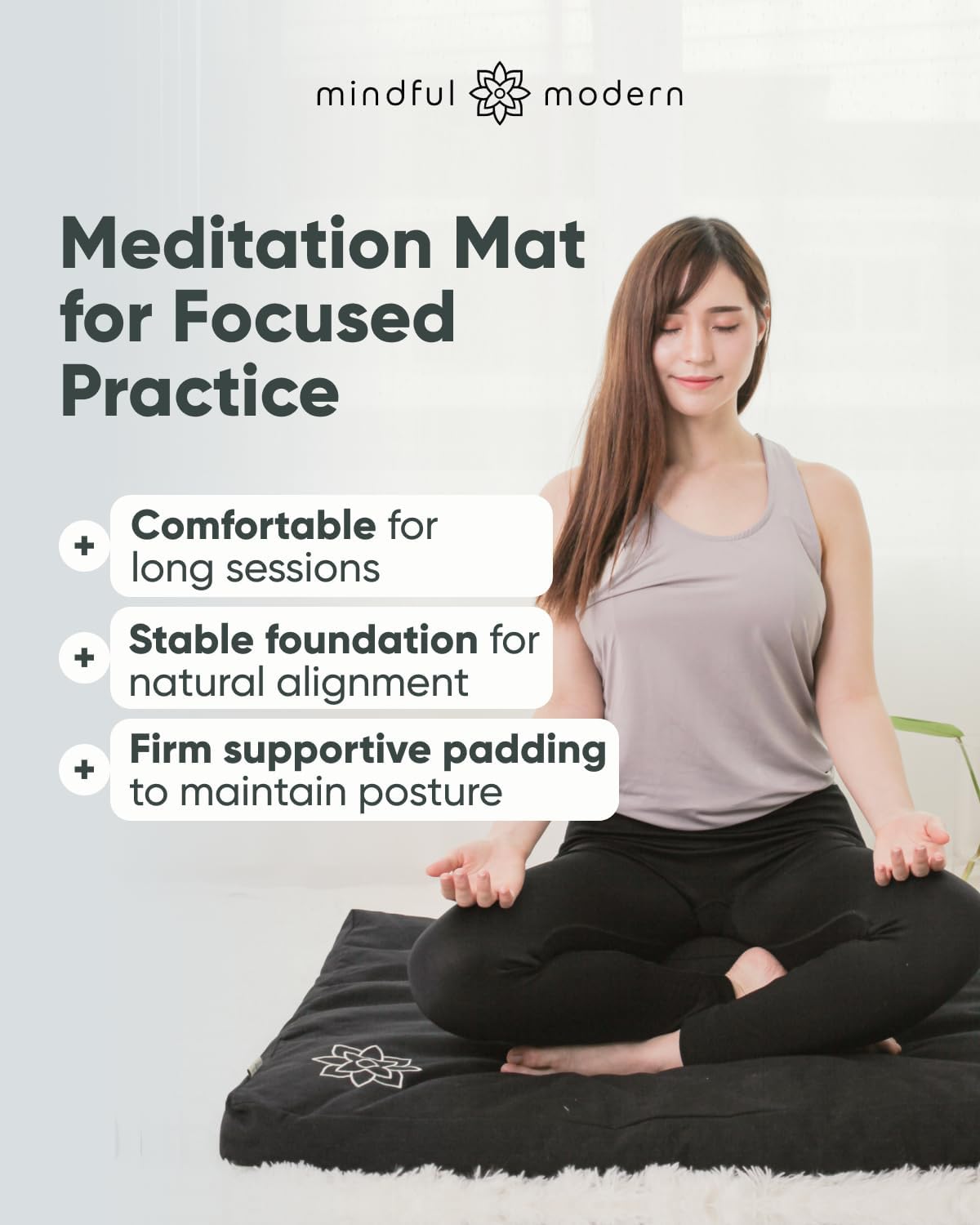 Zabuton Meditation Mat - Cotton Filled Yoga and Meditation Pad - Zabuton Meditation Cushion for Kneeling and Sitting Support - Large Rectangular Sitting Floor Pillow for Bench or Zafu