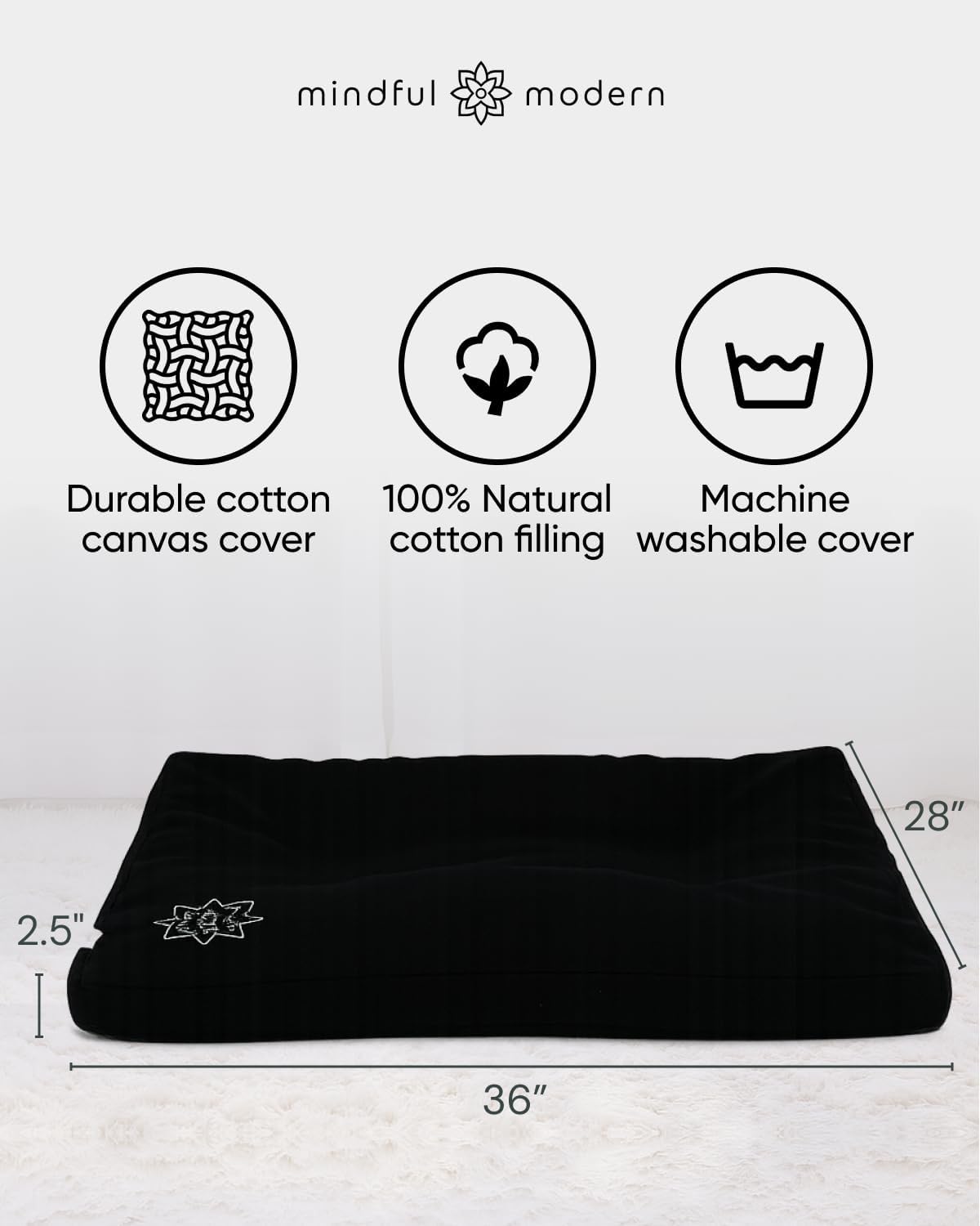 Zabuton Meditation Mat - Cotton Filled Yoga and Meditation Pad - Zabuton Meditation Cushion for Kneeling and Sitting Support - Large Rectangular Sitting Floor Pillow for Bench or Zafu
