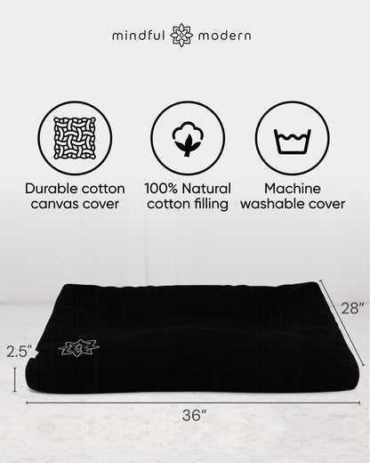 Zabuton Meditation Mat - Cotton Filled Yoga and Meditation Pad - Zabuton Meditation Cushion for Kneeling and Sitting Support - Large Rectangular Sitting Floor Pillow for Bench or Zafu