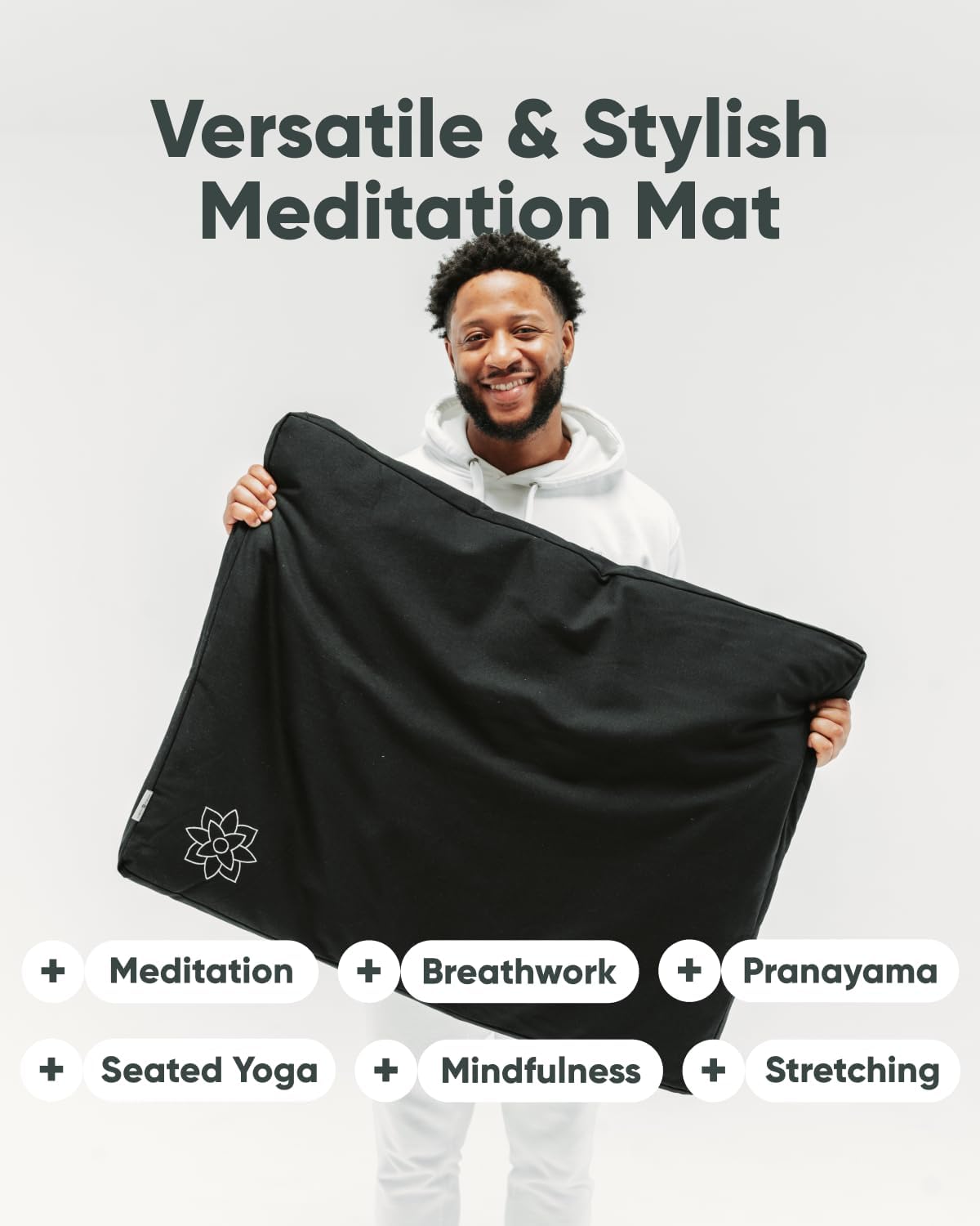 Zabuton Meditation Mat - Cotton Filled Yoga and Meditation Pad - Zabuton Meditation Cushion for Kneeling and Sitting Support - Large Rectangular Sitting Floor Pillow for Bench or Zafu