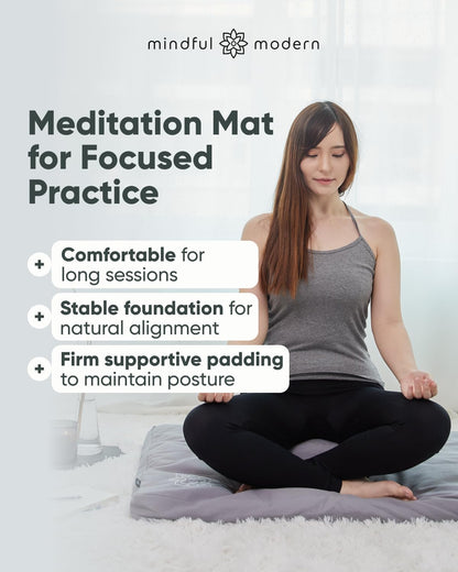 Zabuton Meditation Mat - Cotton Filled Yoga and Meditation Pad - Zabuton Meditation Cushion for Kneeling and Sitting Support - Large Rectangular Sitting Floor Pillow for Bench or Zafu