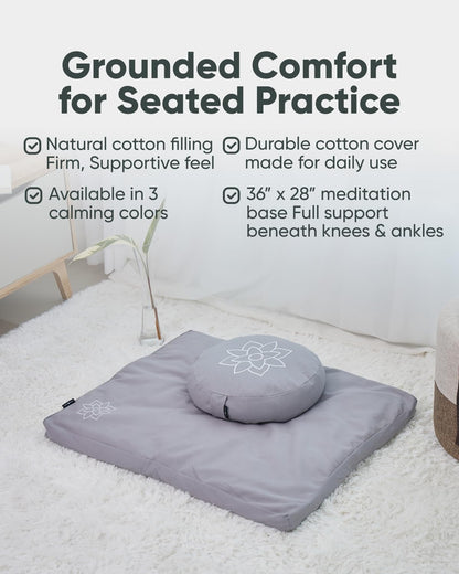 Zabuton Meditation Mat - Cotton Filled Yoga and Meditation Pad - Zabuton Meditation Cushion for Kneeling and Sitting Support - Large Rectangular Sitting Floor Pillow for Bench or Zafu