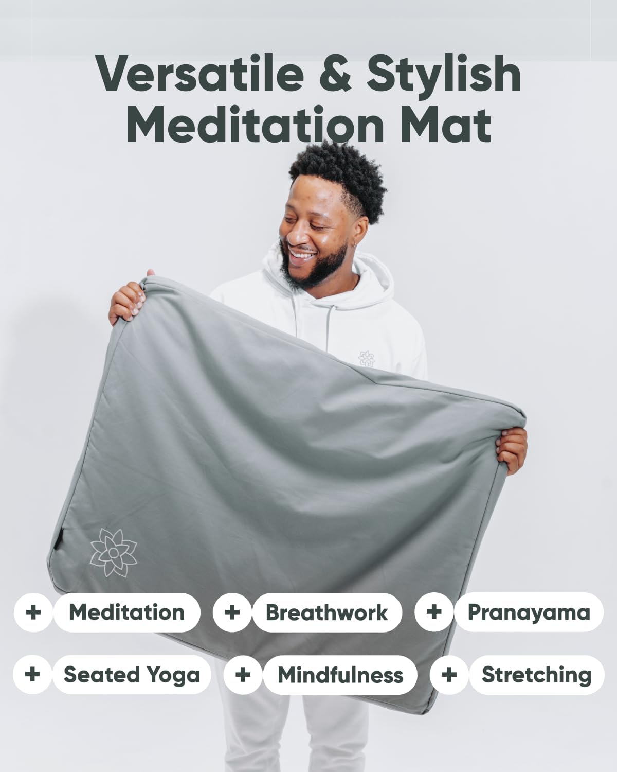 Zabuton Meditation Mat - Cotton Filled Yoga and Meditation Pad - Zabuton Meditation Cushion for Kneeling and Sitting Support - Large Rectangular Sitting Floor Pillow for Bench or Zafu