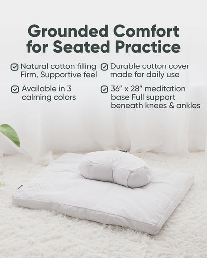 Zabuton Meditation Mat - Cotton Filled Yoga and Meditation Pad - Zabuton Meditation Cushion for Kneeling and Sitting Support - Large Rectangular Sitting Floor Pillow for Bench or Zafu