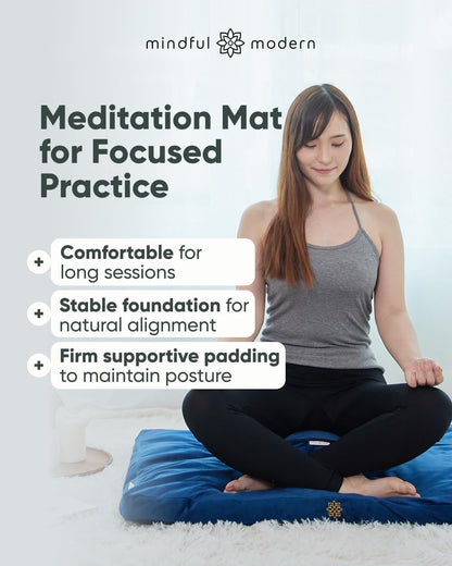 Zabuton Meditation Mat - Cotton Filled Yoga and Meditation Pad - Zabuton Meditation Cushion for Kneeling and Sitting Support - Large Rectangular Sitting Floor Pillow for Bench or Zafu