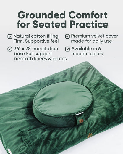 Zabuton Meditation Mat - Cotton Filled Yoga and Meditation Pad - Zabuton Meditation Cushion for Kneeling and Sitting Support - Large Rectangular Sitting Floor Pillow for Bench or Zafu