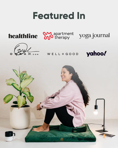 Zabuton Meditation Mat - Cotton Filled Yoga and Meditation Pad - Zabuton Meditation Cushion for Kneeling and Sitting Support - Large Rectangular Sitting Floor Pillow for Bench or Zafu