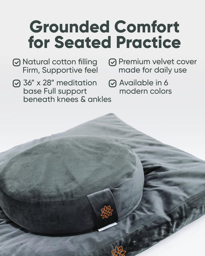 Zabuton Meditation Mat - Cotton Filled Yoga and Meditation Pad - Zabuton Meditation Cushion for Kneeling and Sitting Support - Large Rectangular Sitting Floor Pillow for Bench or Zafu