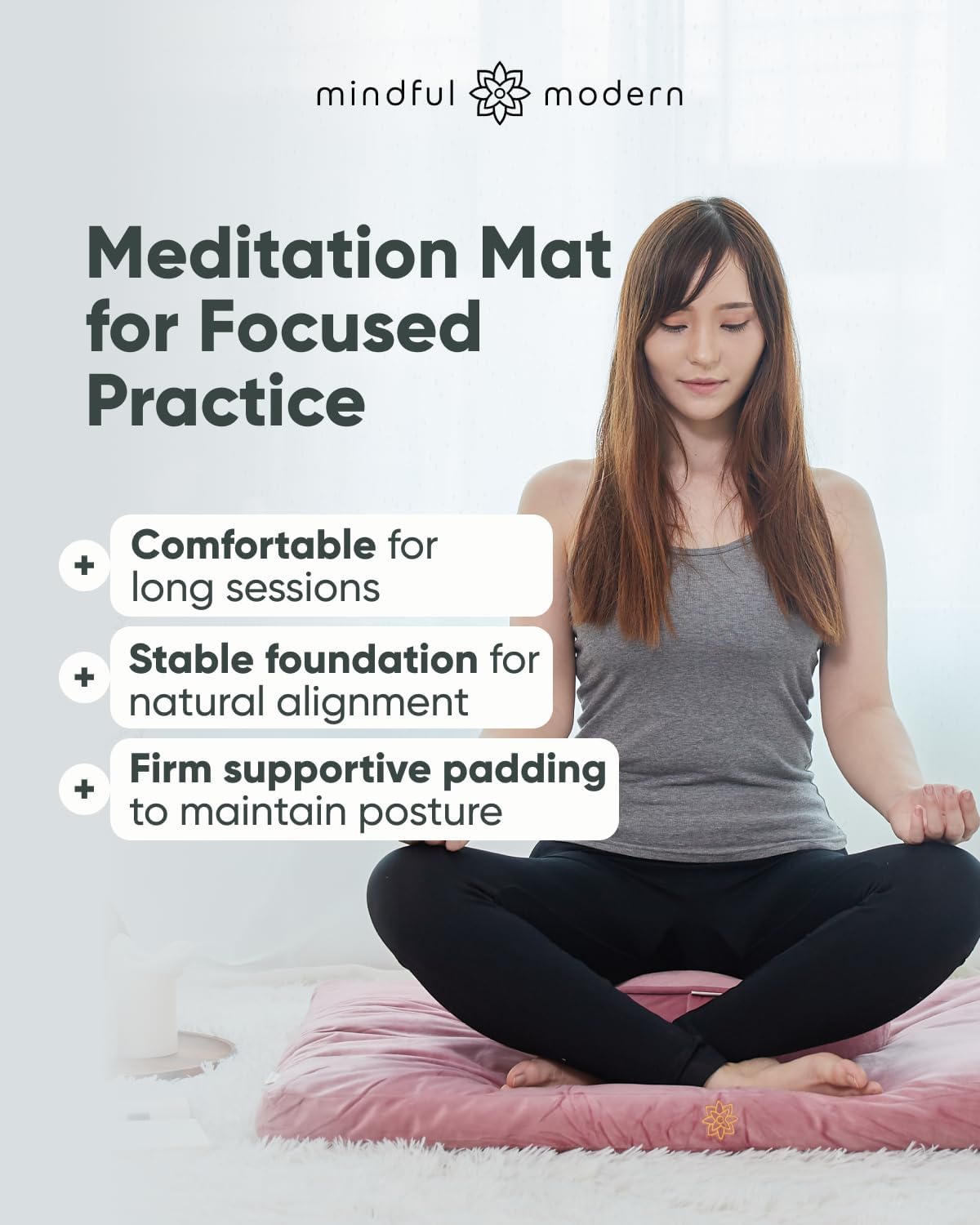 Zabuton Meditation Mat - Cotton Filled Yoga and Meditation Pad - Zabuton Meditation Cushion for Kneeling and Sitting Support - Large Rectangular Sitting Floor Pillow for Bench or Zafu