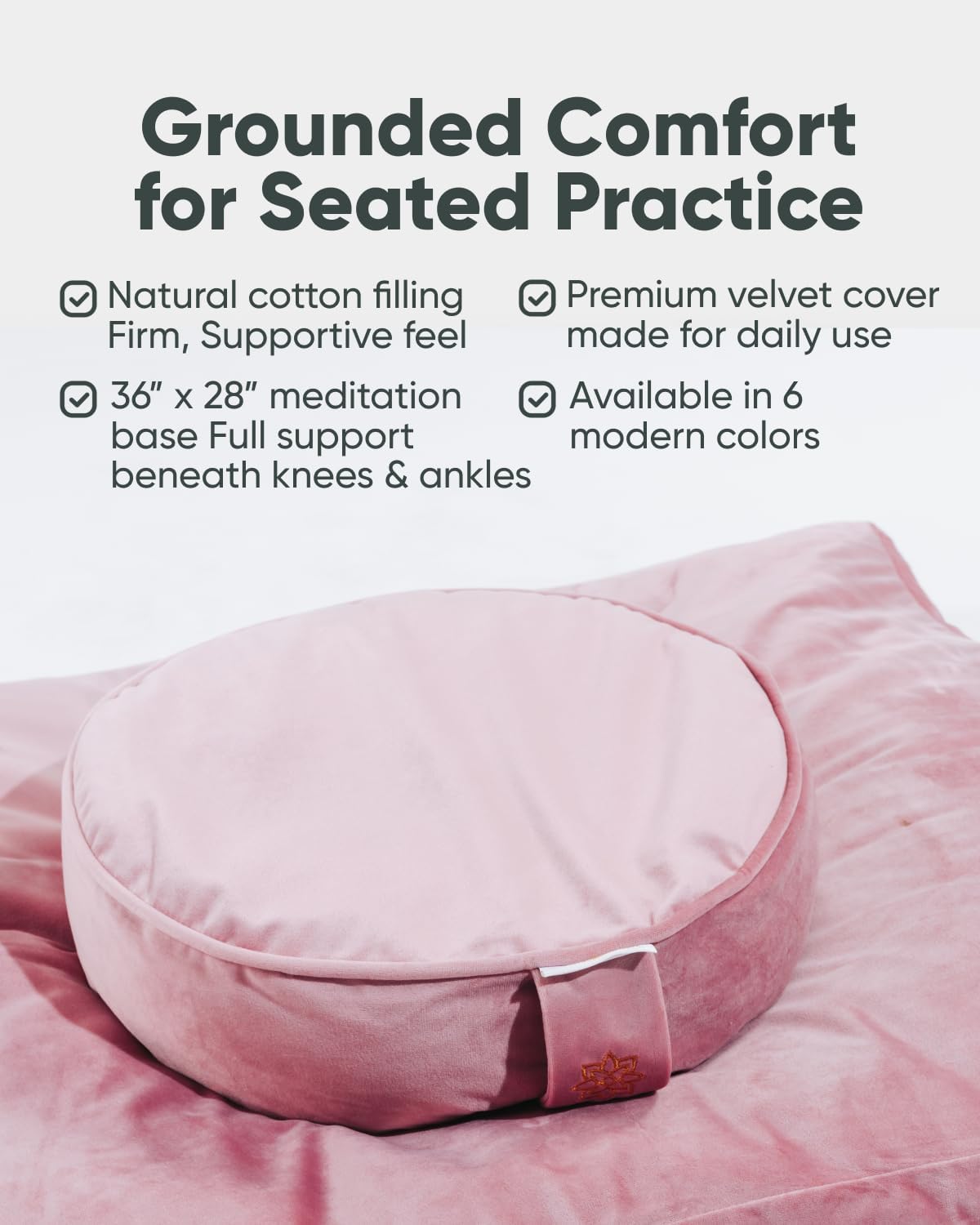 Zabuton Meditation Mat - Cotton Filled Yoga and Meditation Pad - Zabuton Meditation Cushion for Kneeling and Sitting Support - Large Rectangular Sitting Floor Pillow for Bench or Zafu