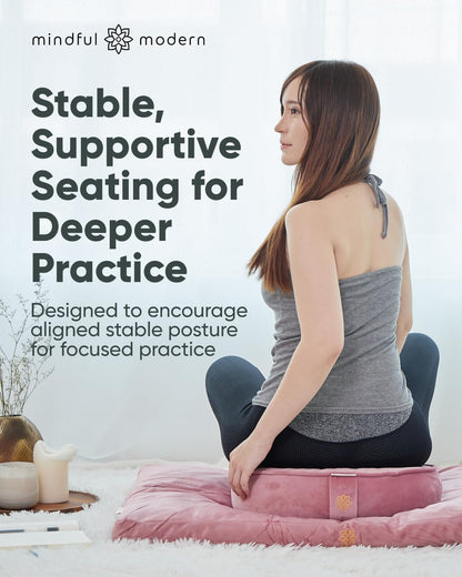 Zabuton Meditation Mat - Cotton Filled Yoga and Meditation Pad - Zabuton Meditation Cushion for Kneeling and Sitting Support - Large Rectangular Sitting Floor Pillow for Bench or Zafu