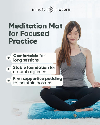 Zabuton Meditation Mat - Cotton Filled Yoga and Meditation Pad - Zabuton Meditation Cushion for Kneeling and Sitting Support - Large Rectangular Sitting Floor Pillow for Bench or Zafu
