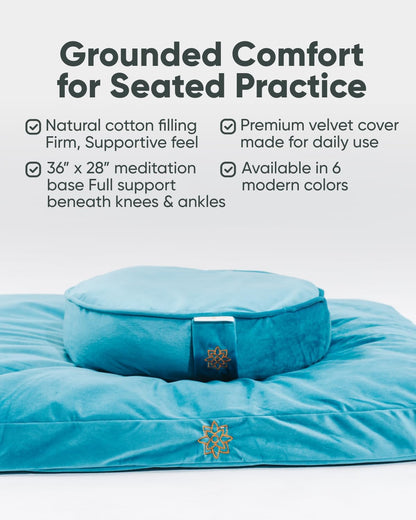 Zabuton Meditation Mat - Cotton Filled Yoga and Meditation Pad - Zabuton Meditation Cushion for Kneeling and Sitting Support - Large Rectangular Sitting Floor Pillow for Bench or Zafu