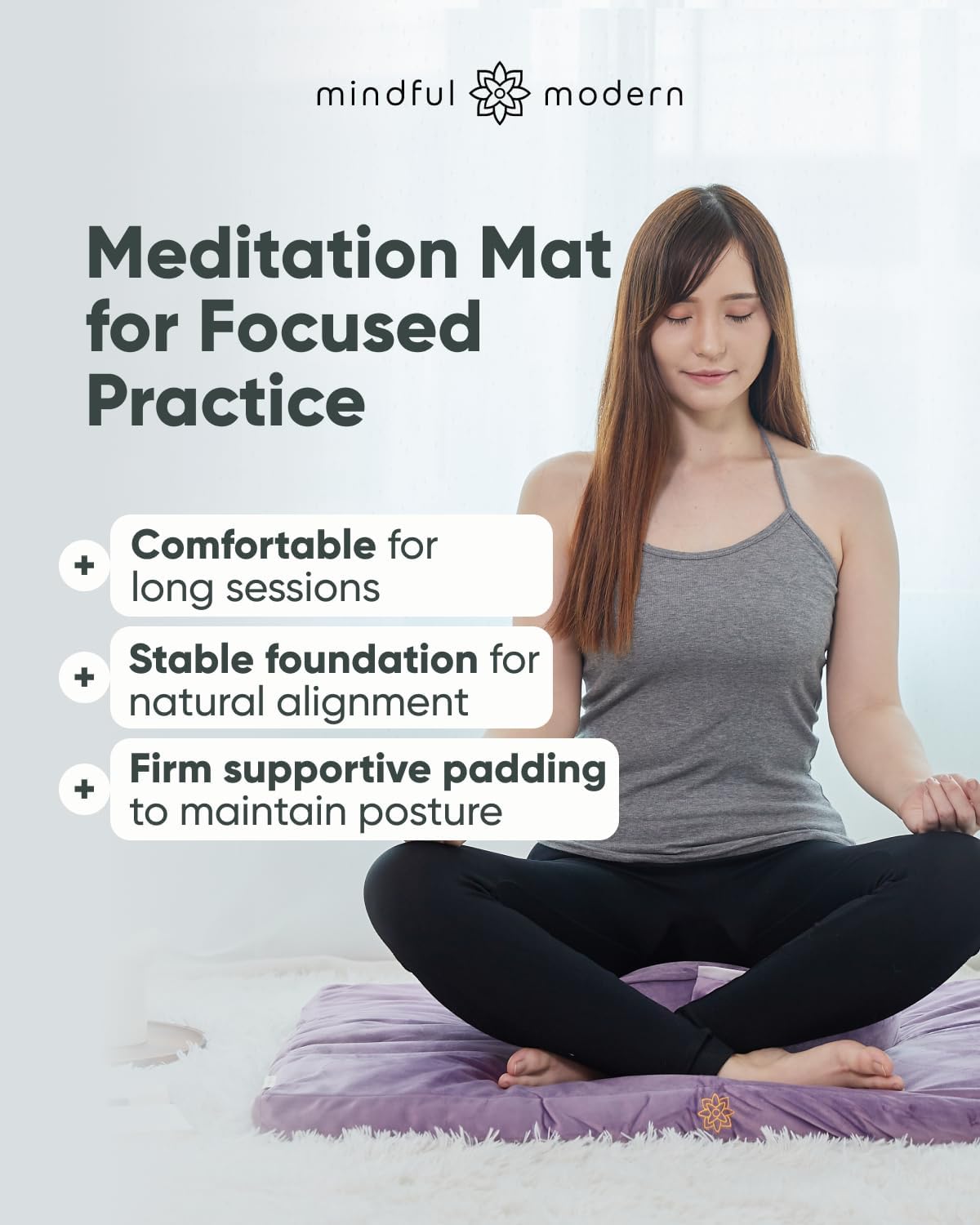 Zabuton Meditation Mat - Cotton Filled Yoga and Meditation Pad - Zabuton Meditation Cushion for Kneeling and Sitting Support - Large Rectangular Sitting Floor Pillow for Bench or Zafu