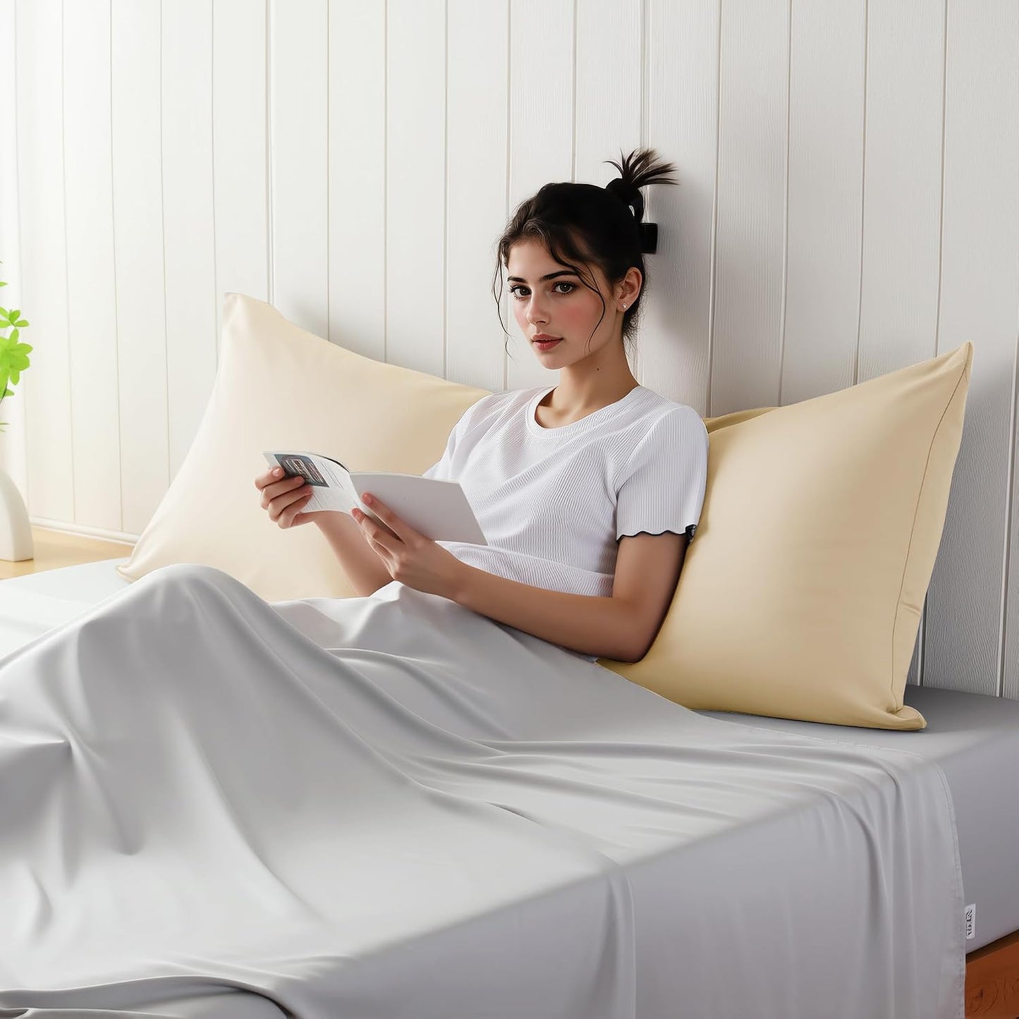 King Size Bamboo Viscose Zippered Pillowcases, 2 Pack, Navy Blue