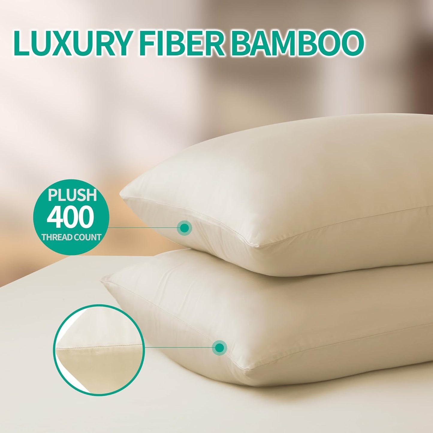 King Size Bamboo Viscose Zippered Pillowcases, 2 Pack, Navy Blue