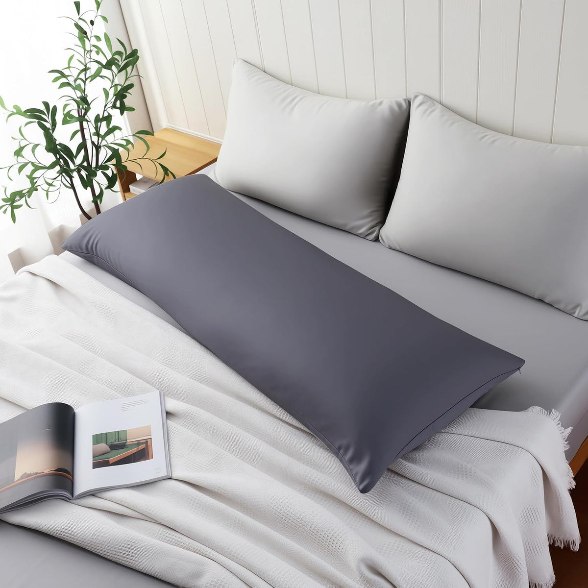 King Size Bamboo Viscose Zippered Pillowcases, 2 Pack, Navy Blue