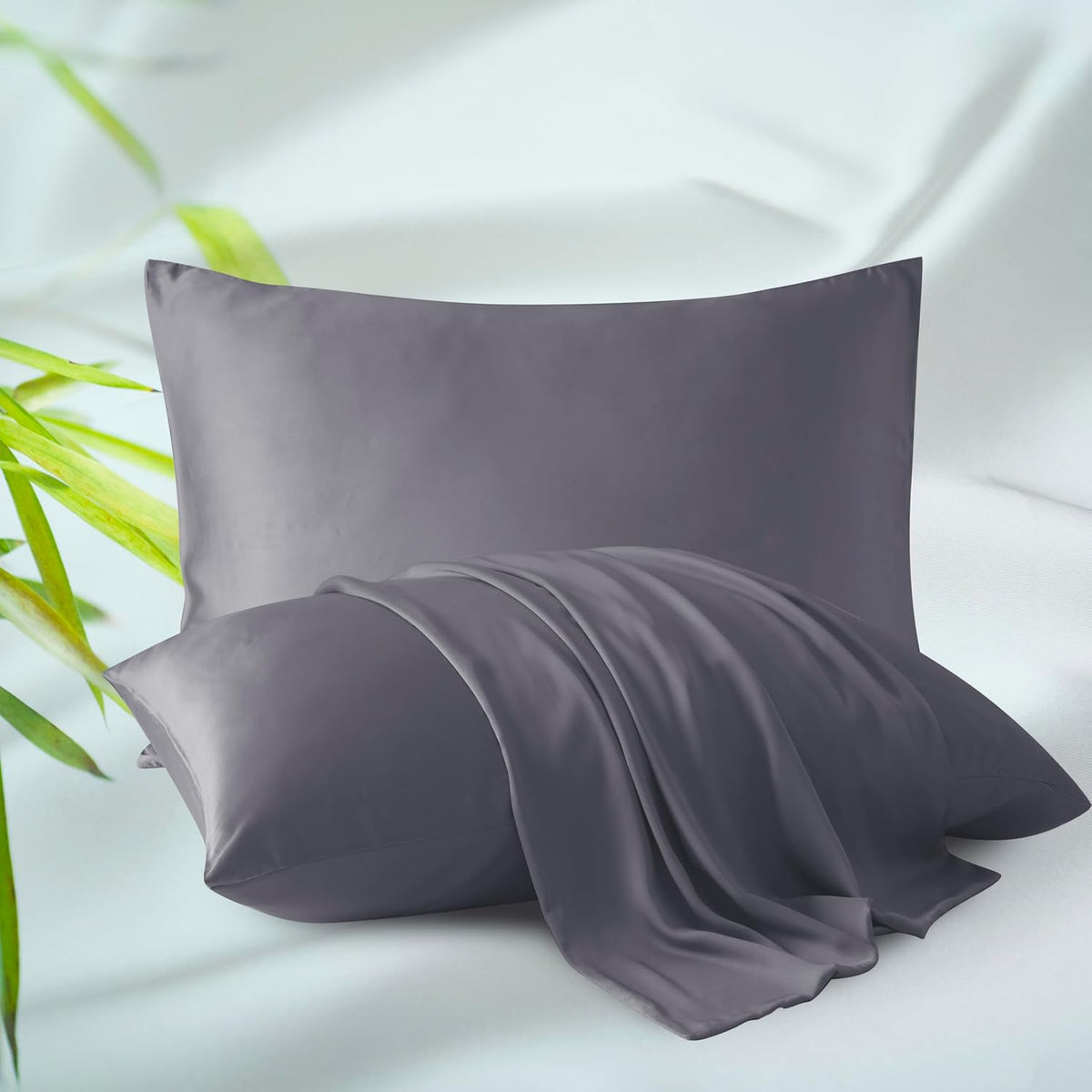 King Size Bamboo Viscose Zippered Pillowcases, 2 Pack, Navy Blue