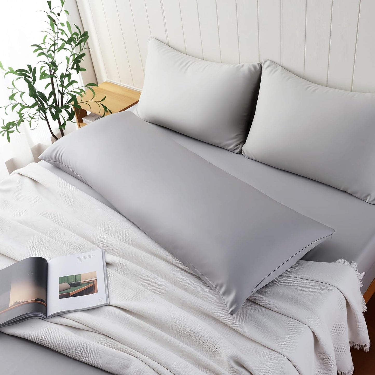King Size Bamboo Viscose Zippered Pillowcases, 2 Pack, Navy Blue