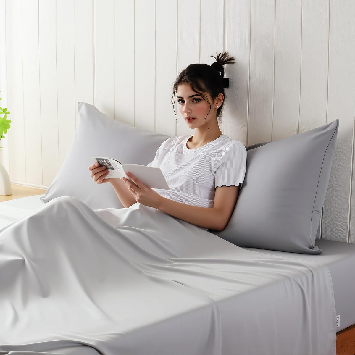 King Size Bamboo Viscose Zippered Pillowcases, 2 Pack, Navy Blue